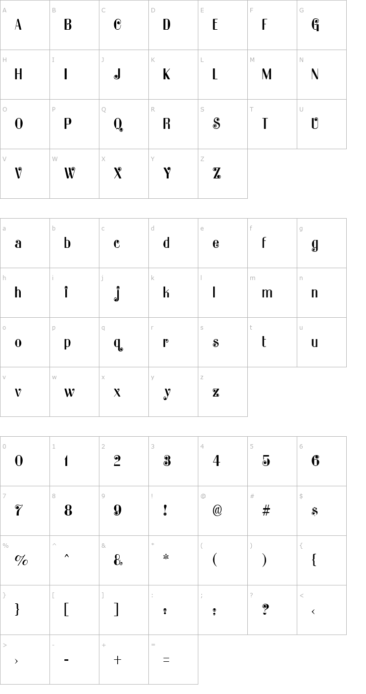 Character Map Katarina Regular Font