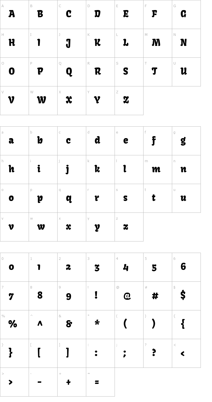 Character Map Kavoon Font