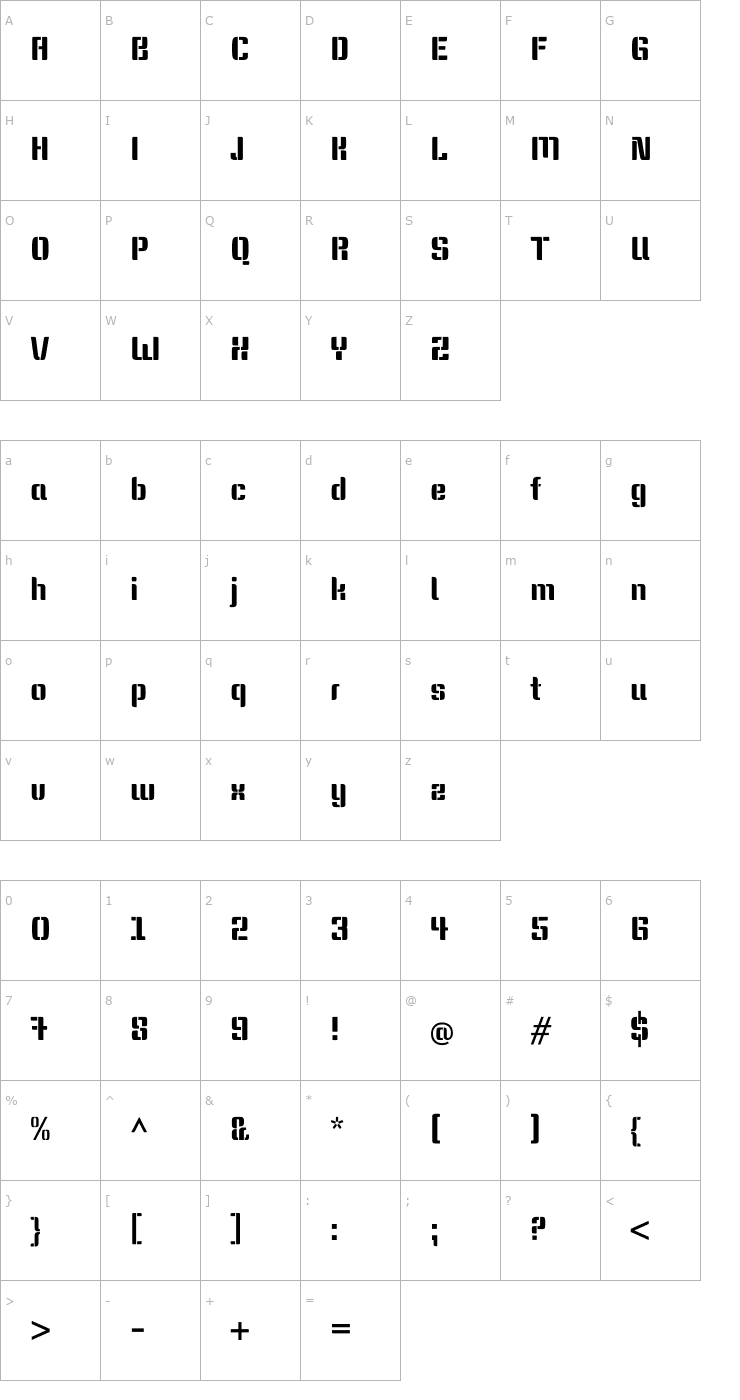 Character Map Keania One Font