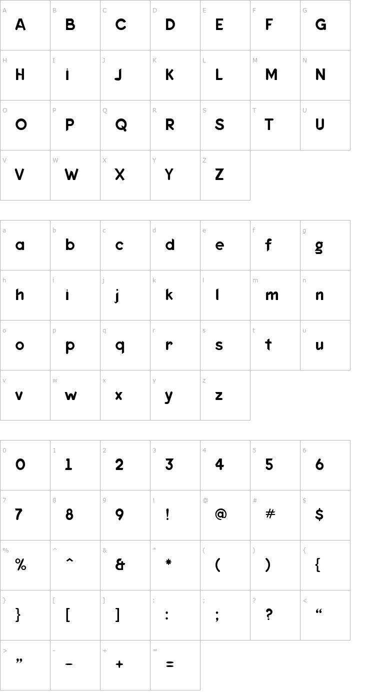 Character Map Keedy Sans Font