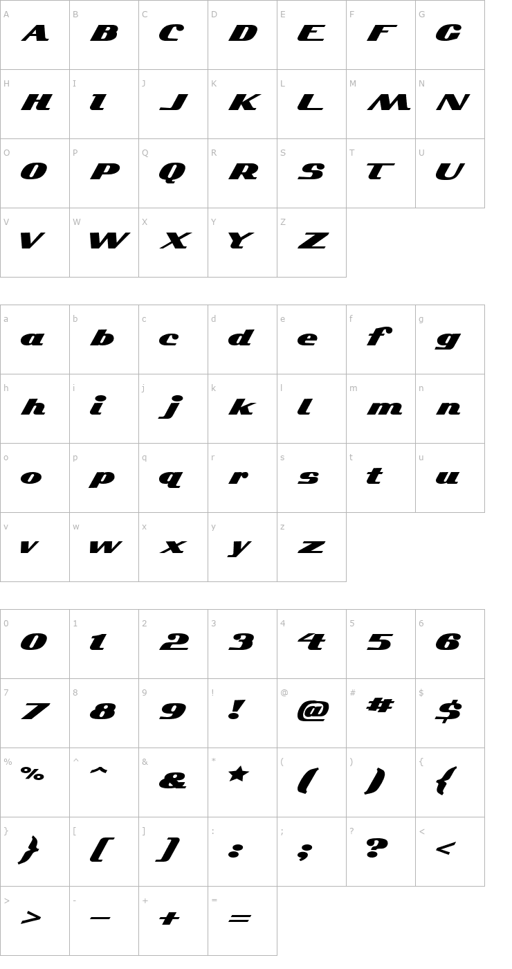 Character Map Kelvinized Font