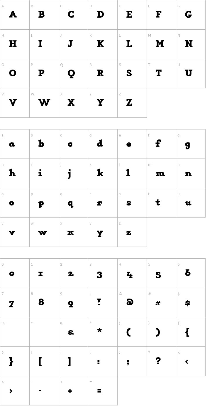 Character Map Key-Bold Font