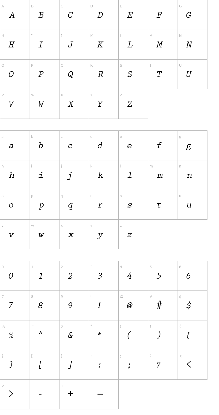 Character Map KeyboardEliteSSK BoldItalic Font