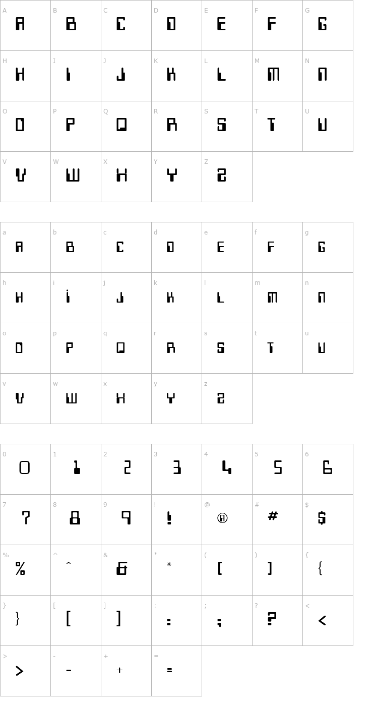 Character Map Keypunch Font