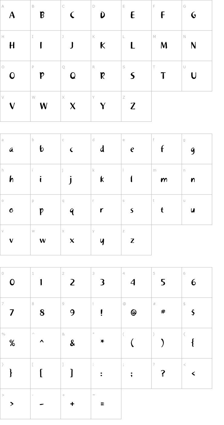 Character Map KhakiStd-1 Font