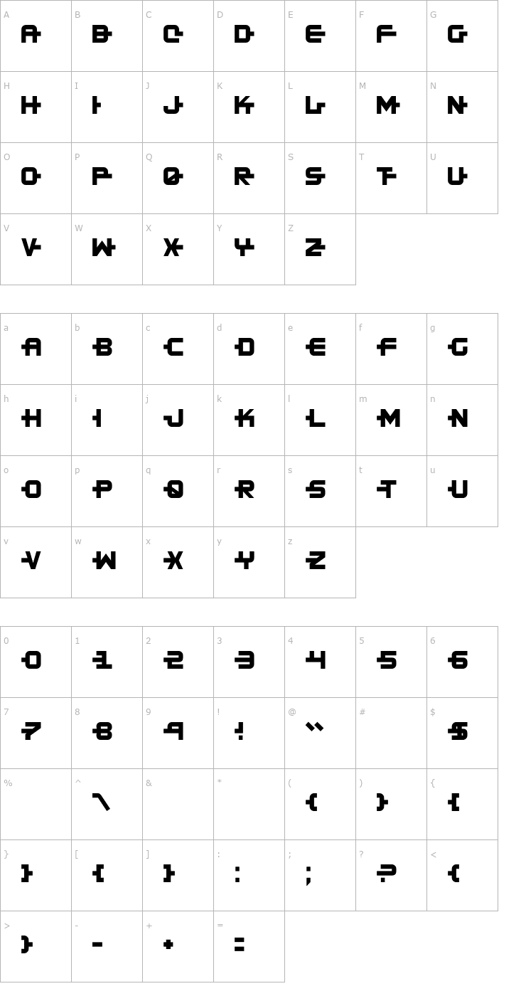 Character Map Kinex X Font