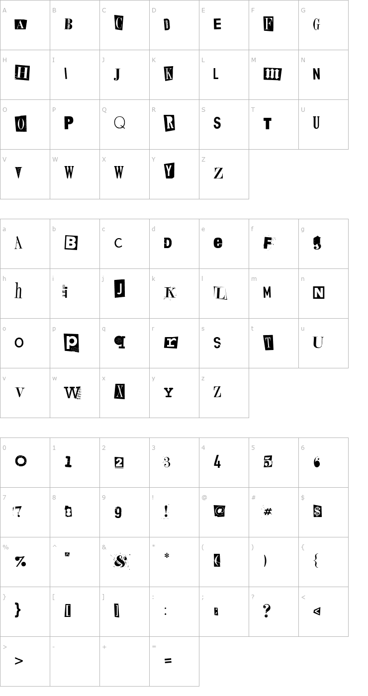 Character Map Kings of Pacifica Font