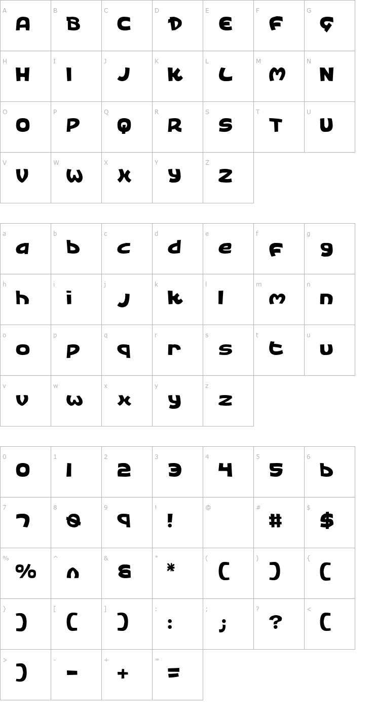 Character Map King's Ransom Font