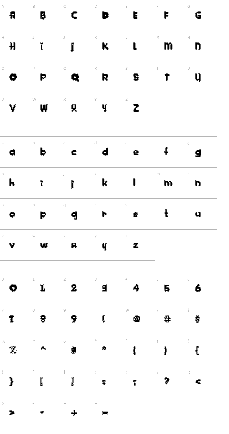 Character Map Kinkie Font