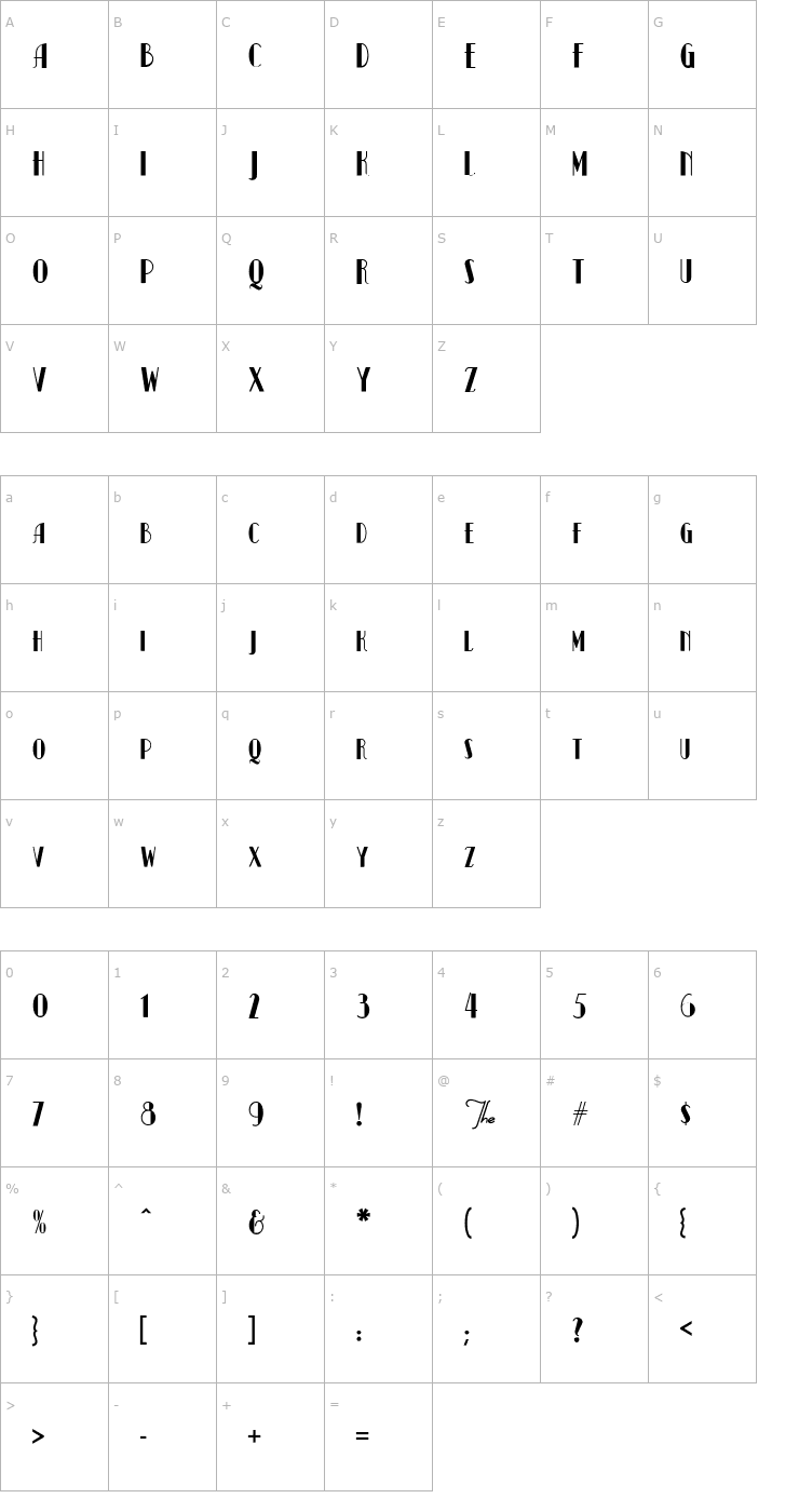 Character Map Kismet-Normal Font