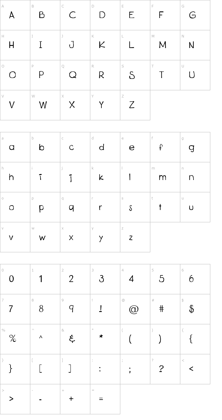 Character Map Kitsu Font