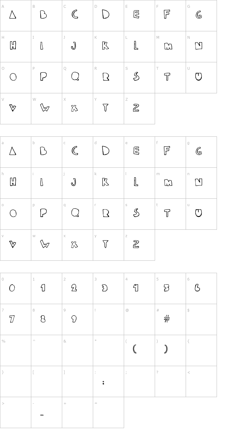 Character Map Klam Font