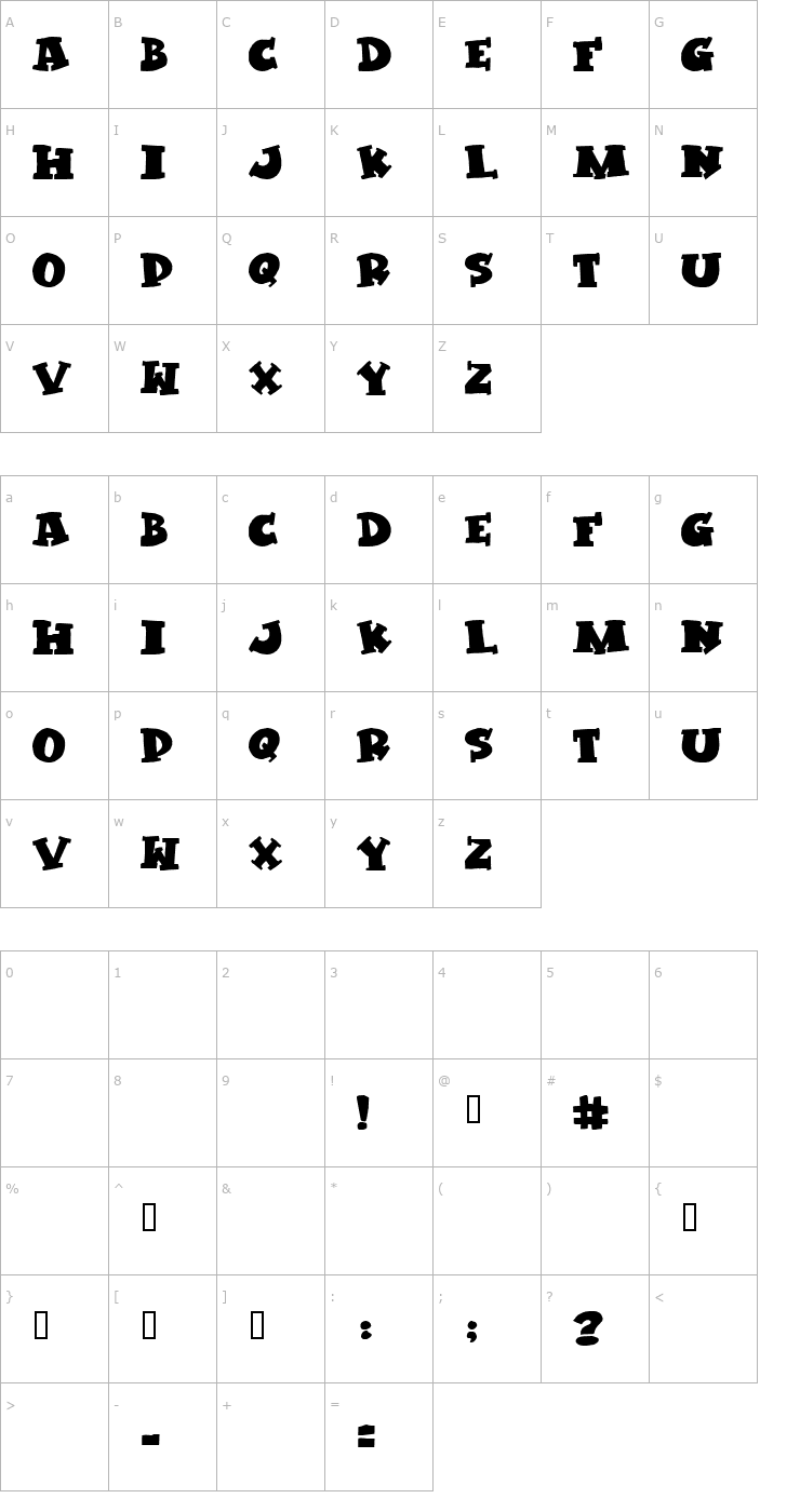 Character Map Kleptomaniac Font