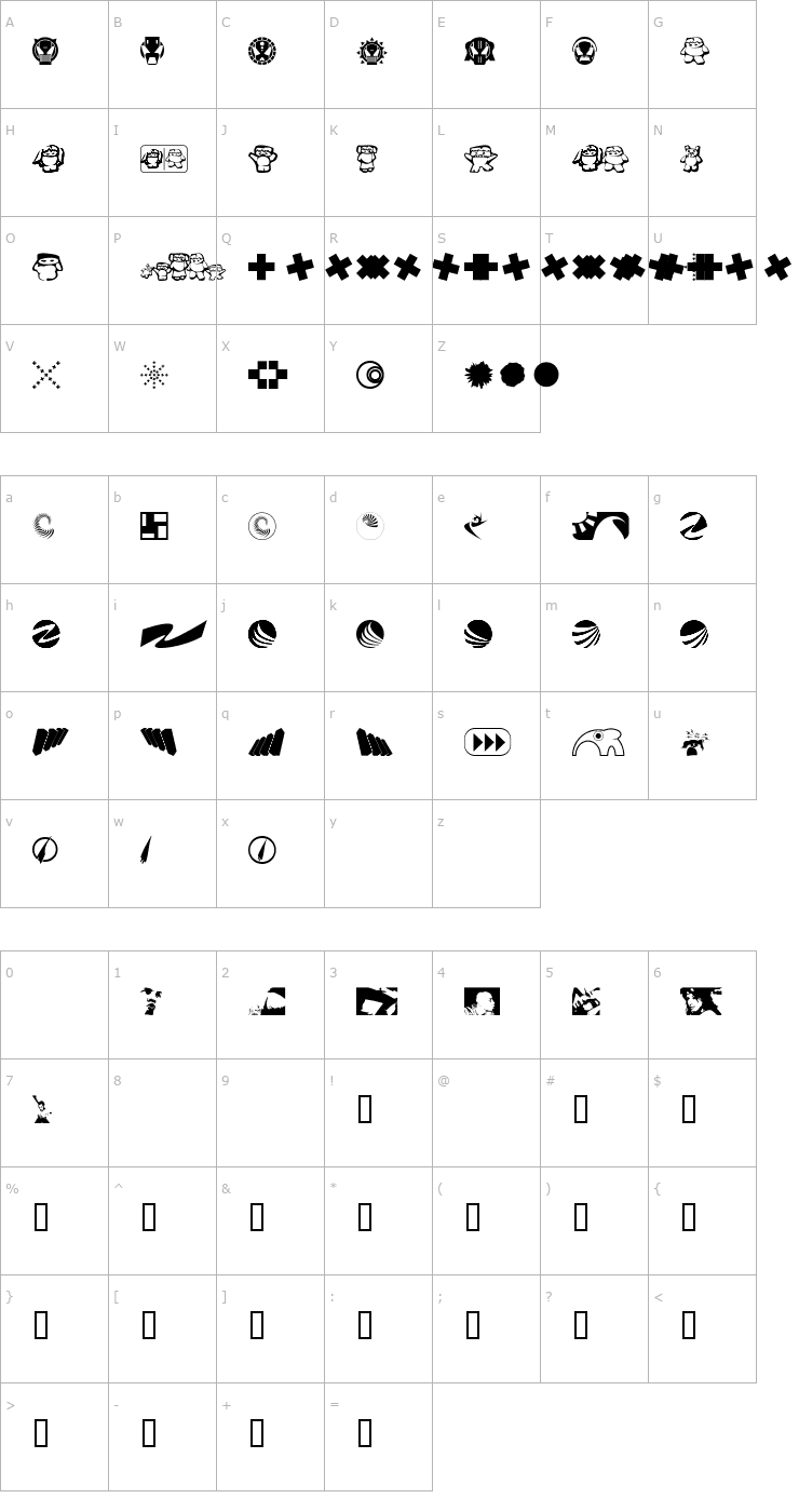 Character Map Klozzbats Font