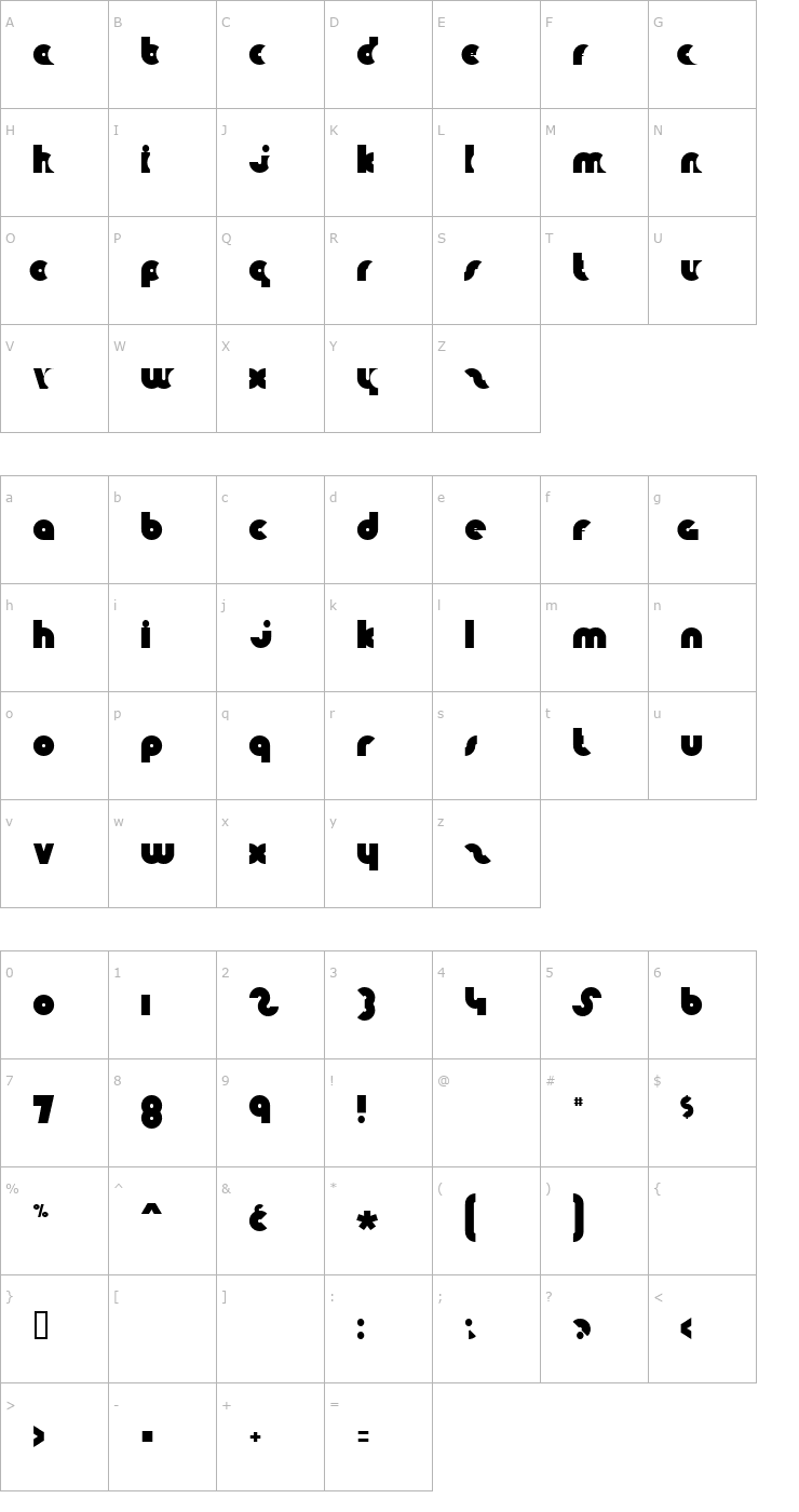 Character Map Knuckle Down Font