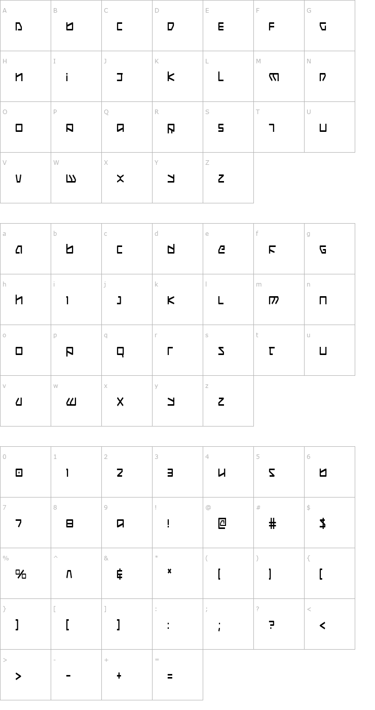 Character Map Kobold Condensed Font