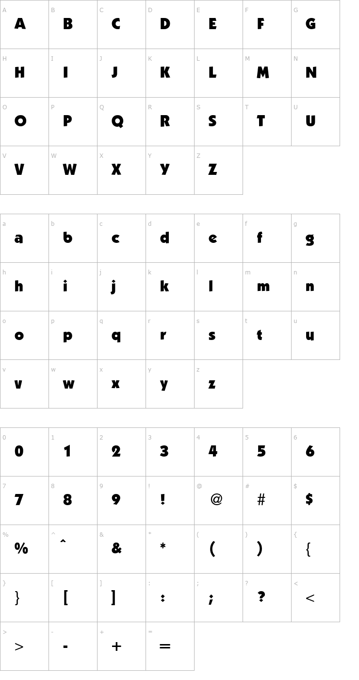 Character Map KochModernUltra-Regular Font