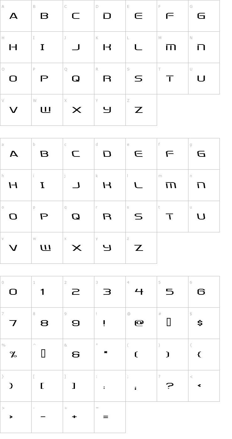 Character Map Kometenmelodie 2 Font