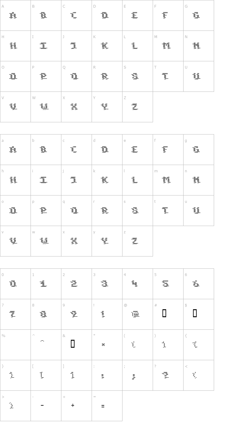 Character Map Komodore Destroy Font