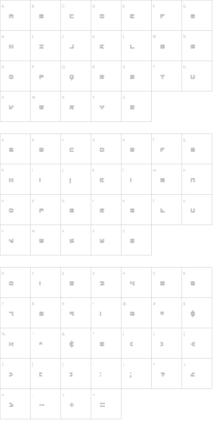 Character Map Konector O2 -BRK- Font