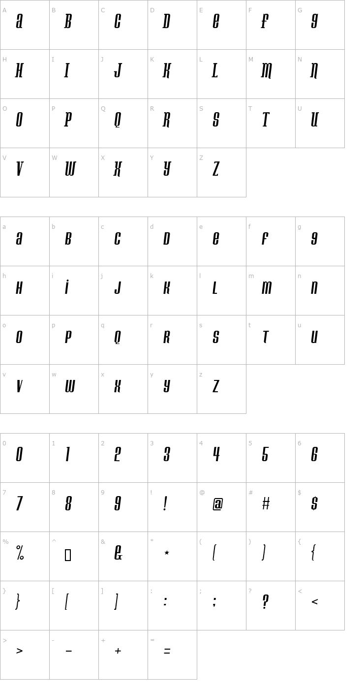 Character Map Konspiracy Theory slant Font