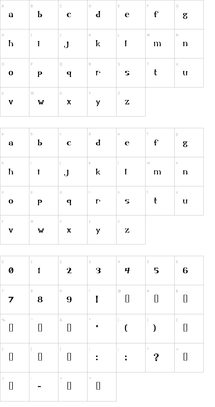 Character Map KookyLower Font