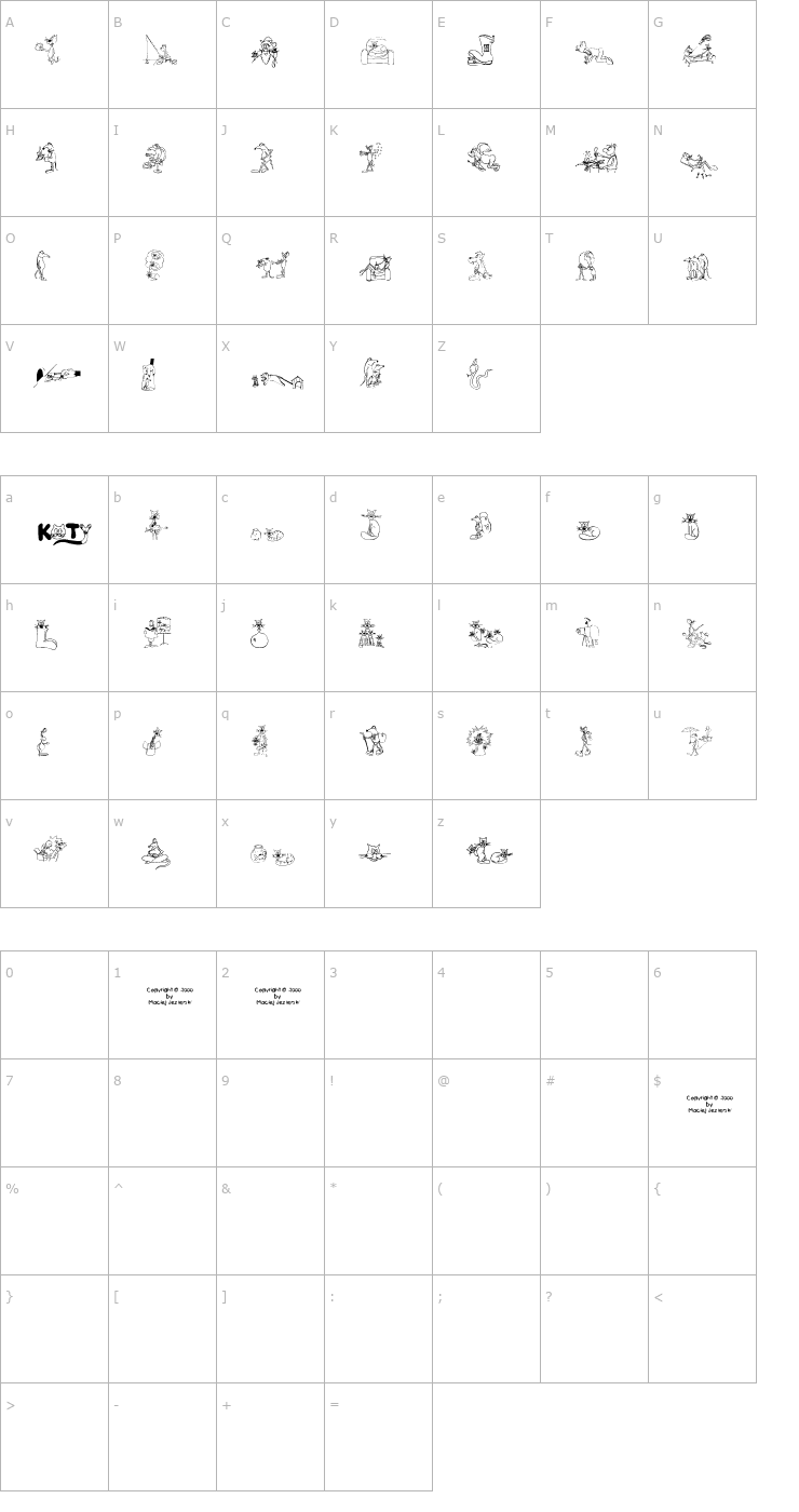 Character Map Koty Font