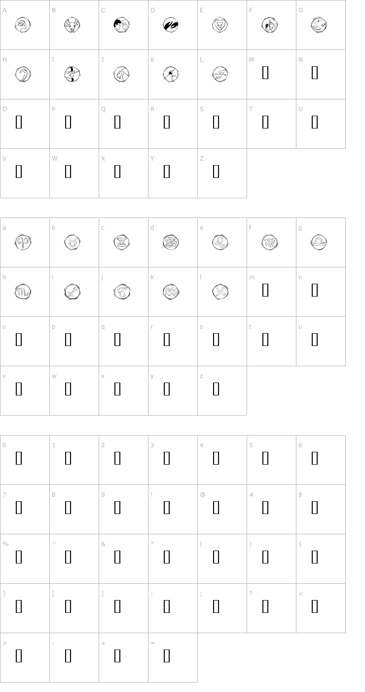 Character Map KR Astro 2 Font