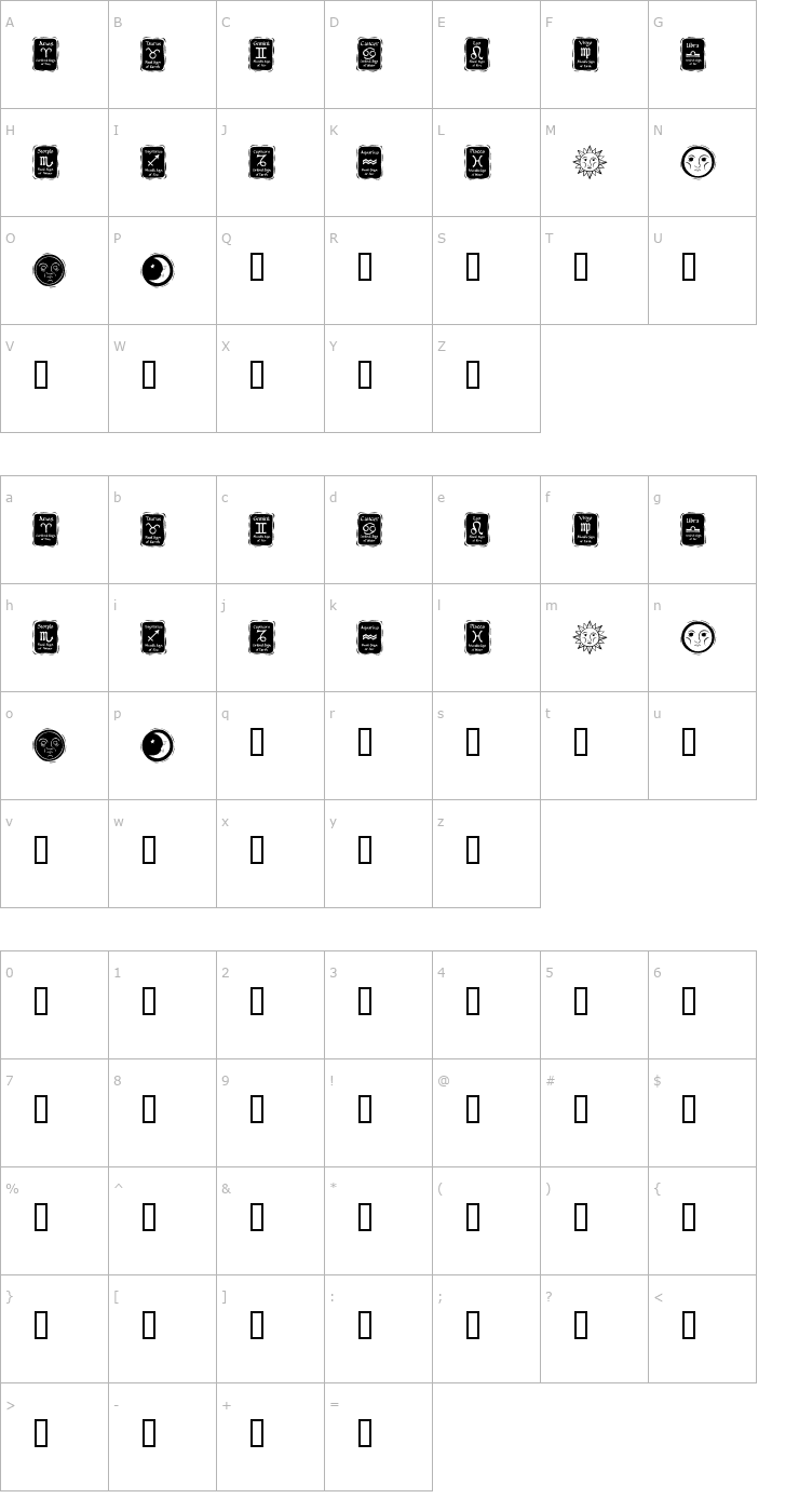 Character Map KR Astro 3 Font