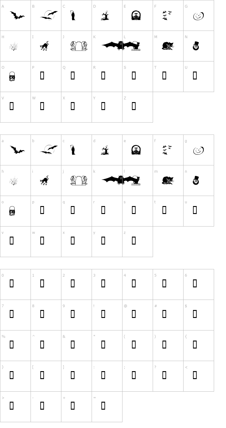 Character Map KR Boo Lane Font