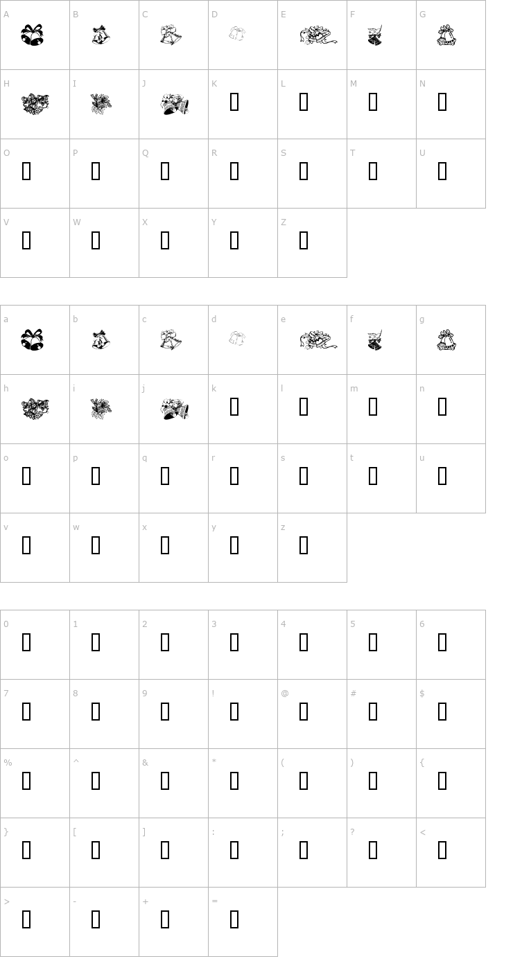 Character Map KR Christmas Bells Font