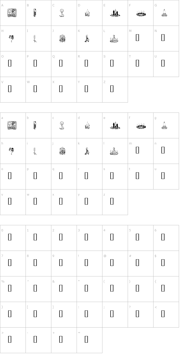 Character Map KR Christmas Candles Font