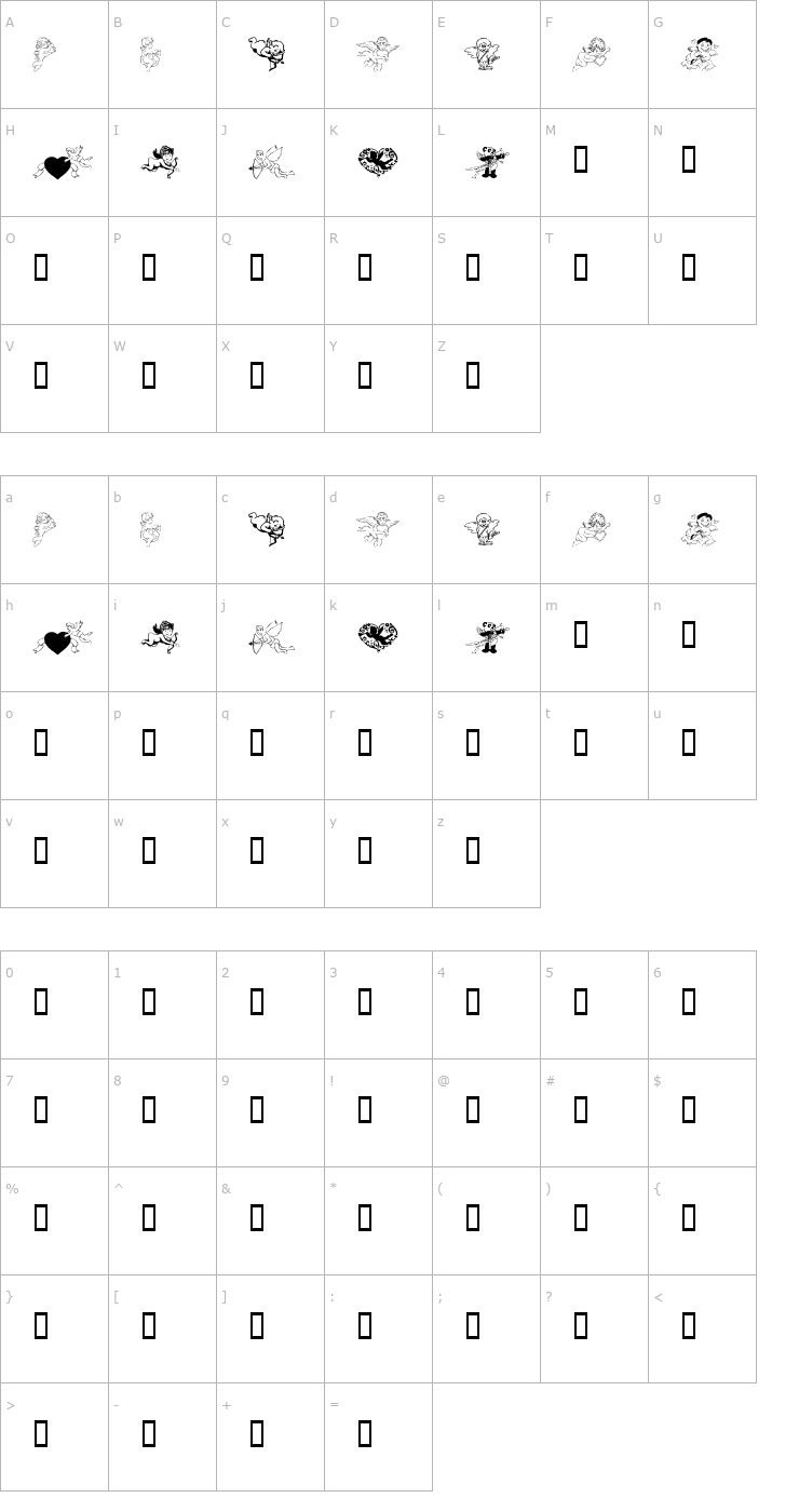 Character Map KR Cupids 2003 Font