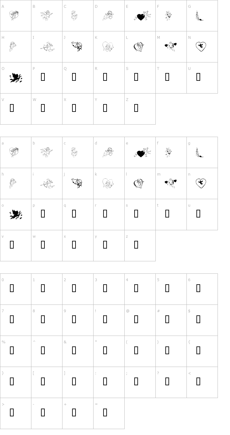 Character Map KR Cupids Font