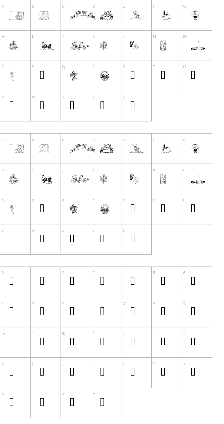 Character Map KR Easter 2002 Font