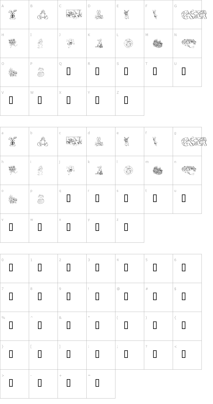 Character Map KR Easter No2 Font