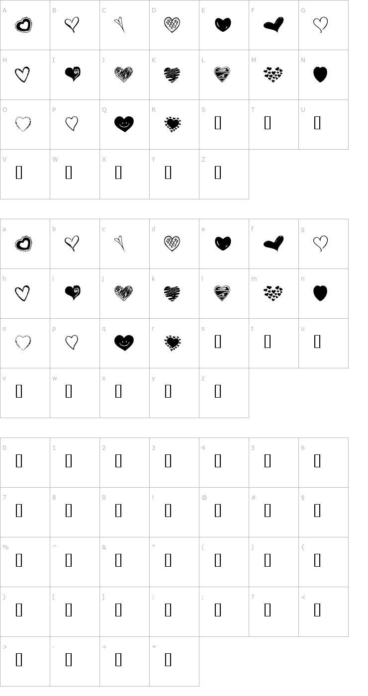 Character Map KR Heartalicious Font