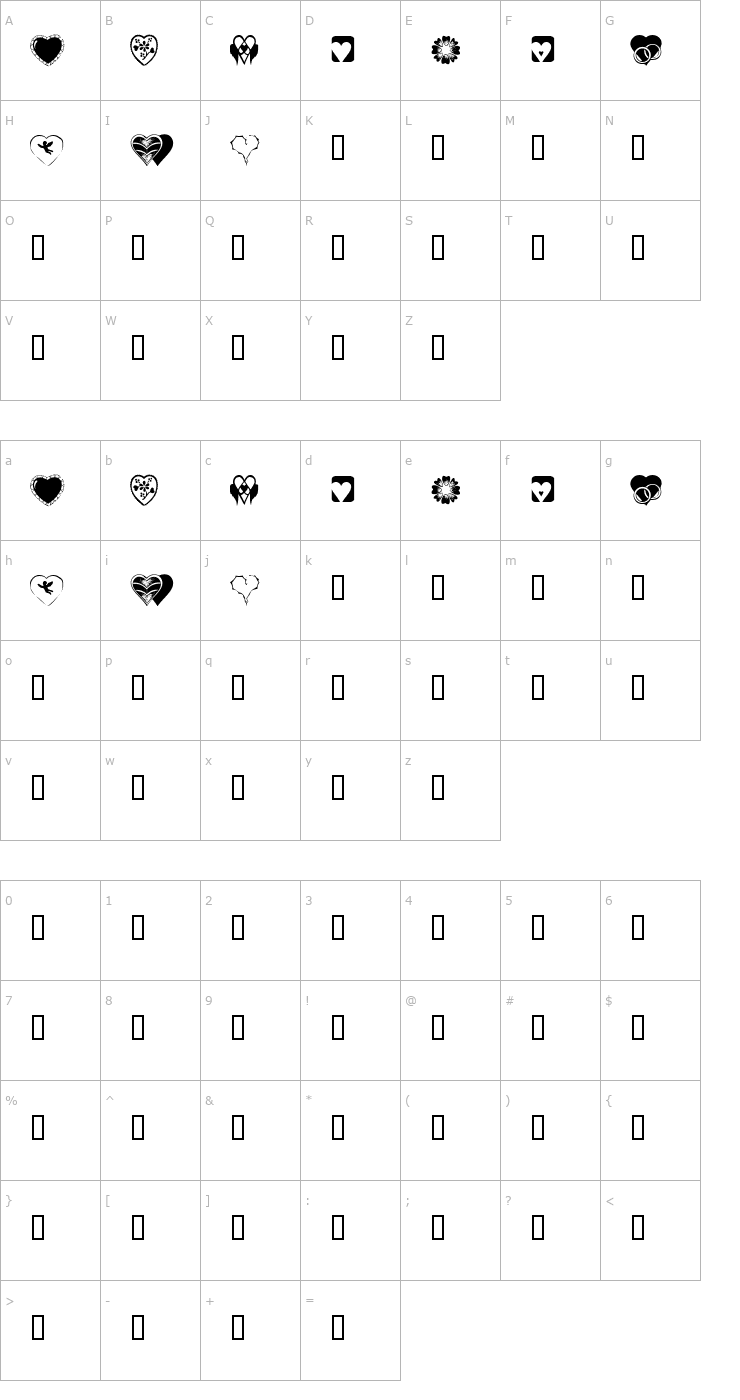 Character Map KR Heartiness Font