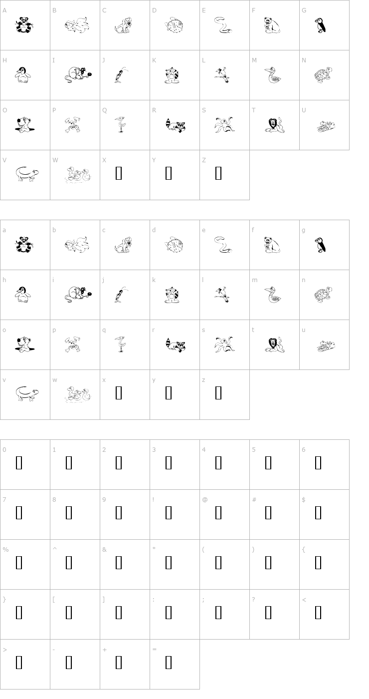 Character Map KR Lil Buddies Font