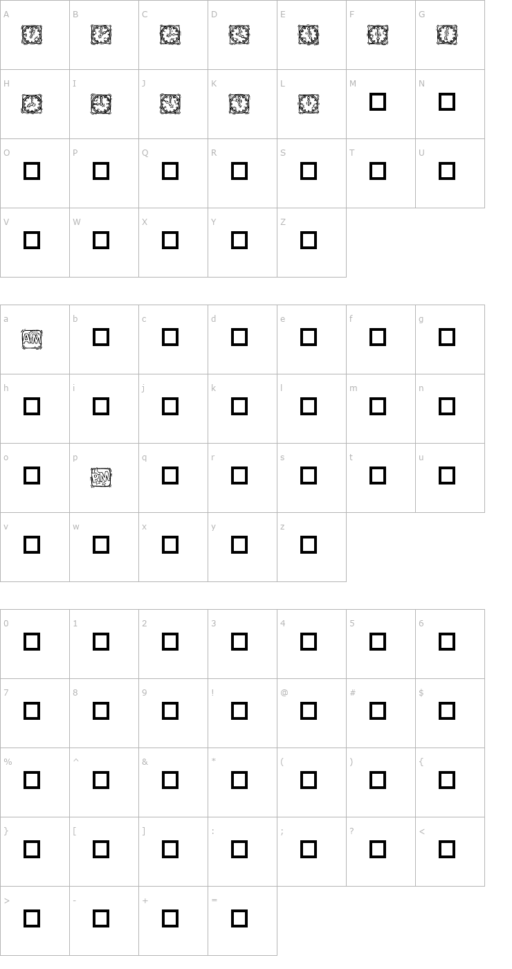 Character Map KR Lotsa Time Dings Font