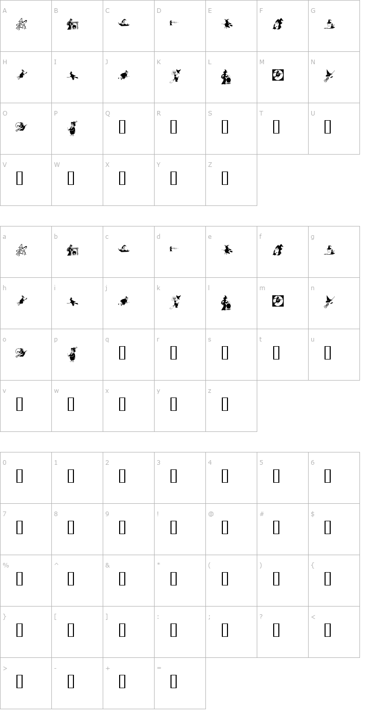 Character Map KR Oh Witchy Poo Font