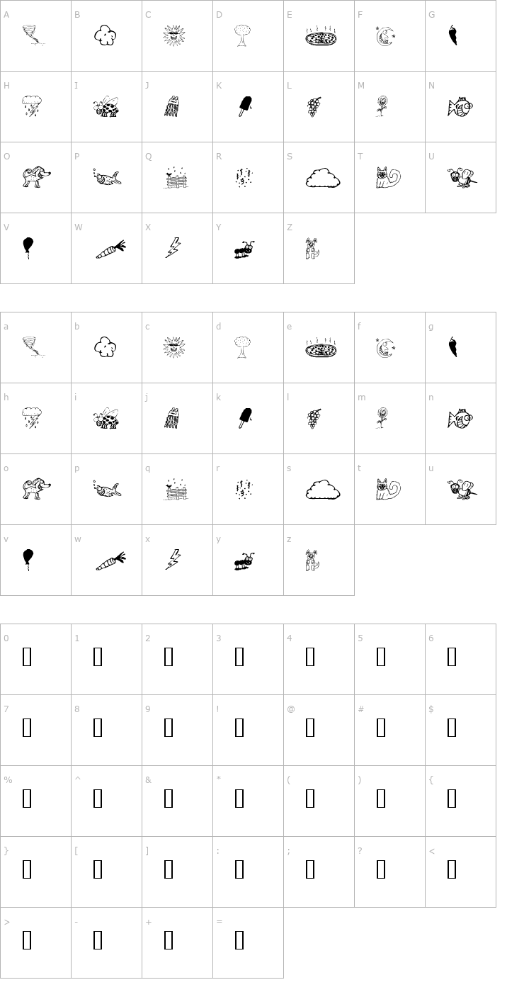 Character Map KR Silly Art Dings Font