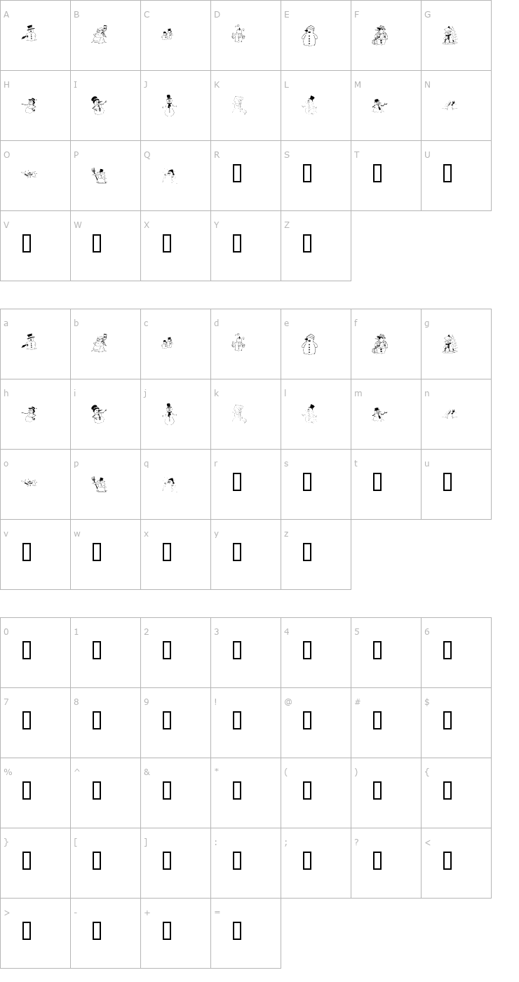 Character Map KR Snow People Font