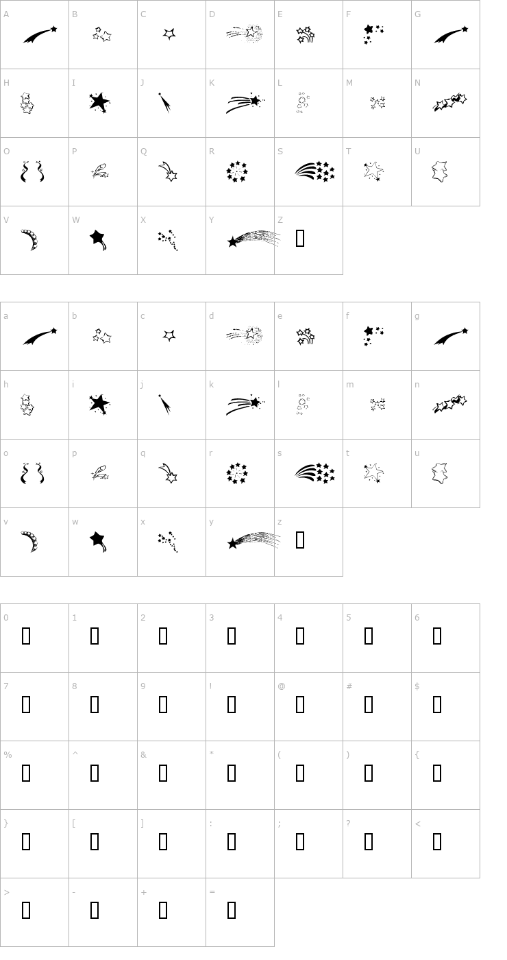 Character Map KR Starry Eyed Font