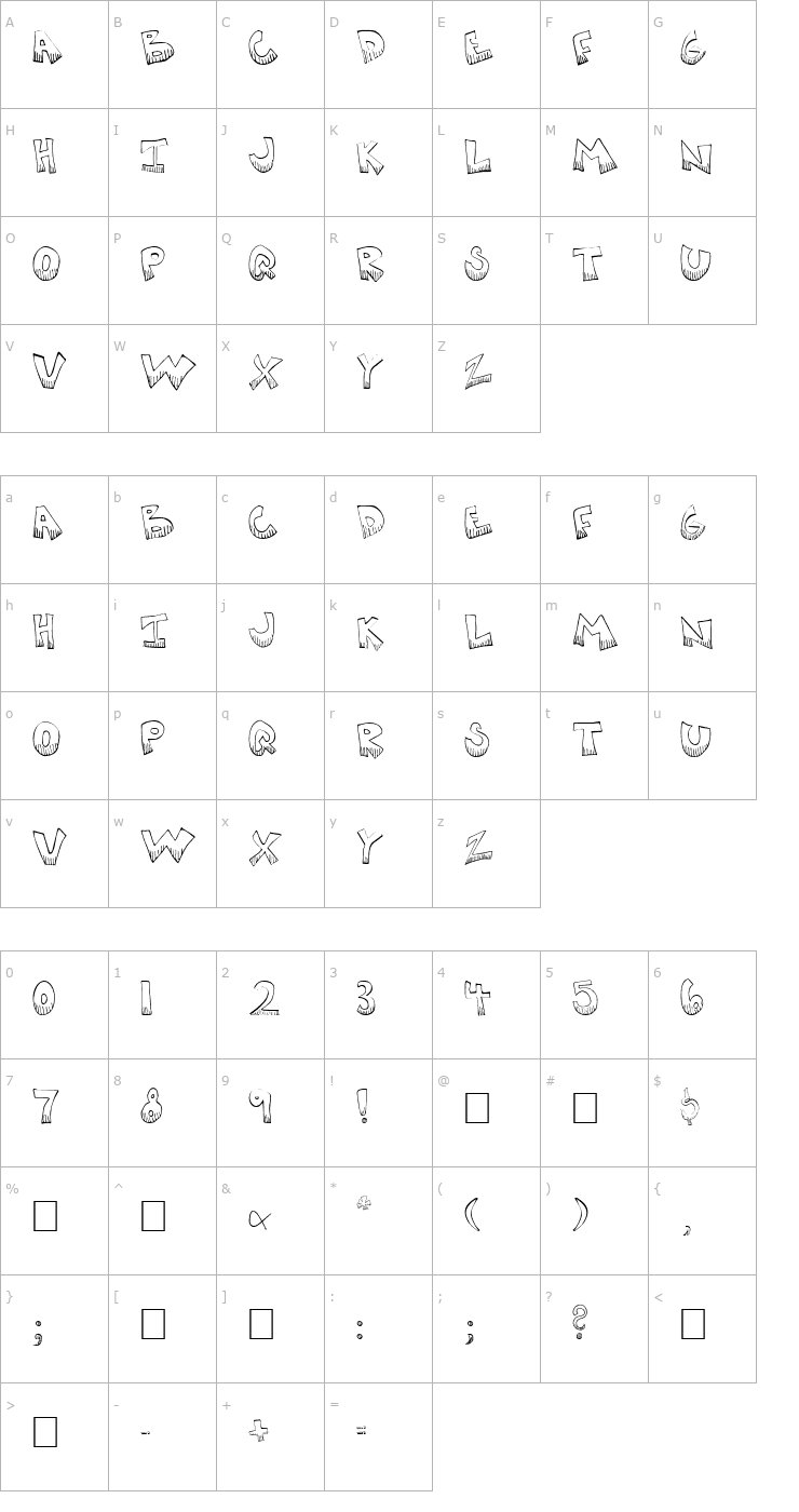 Character Map Krazy Kool Font