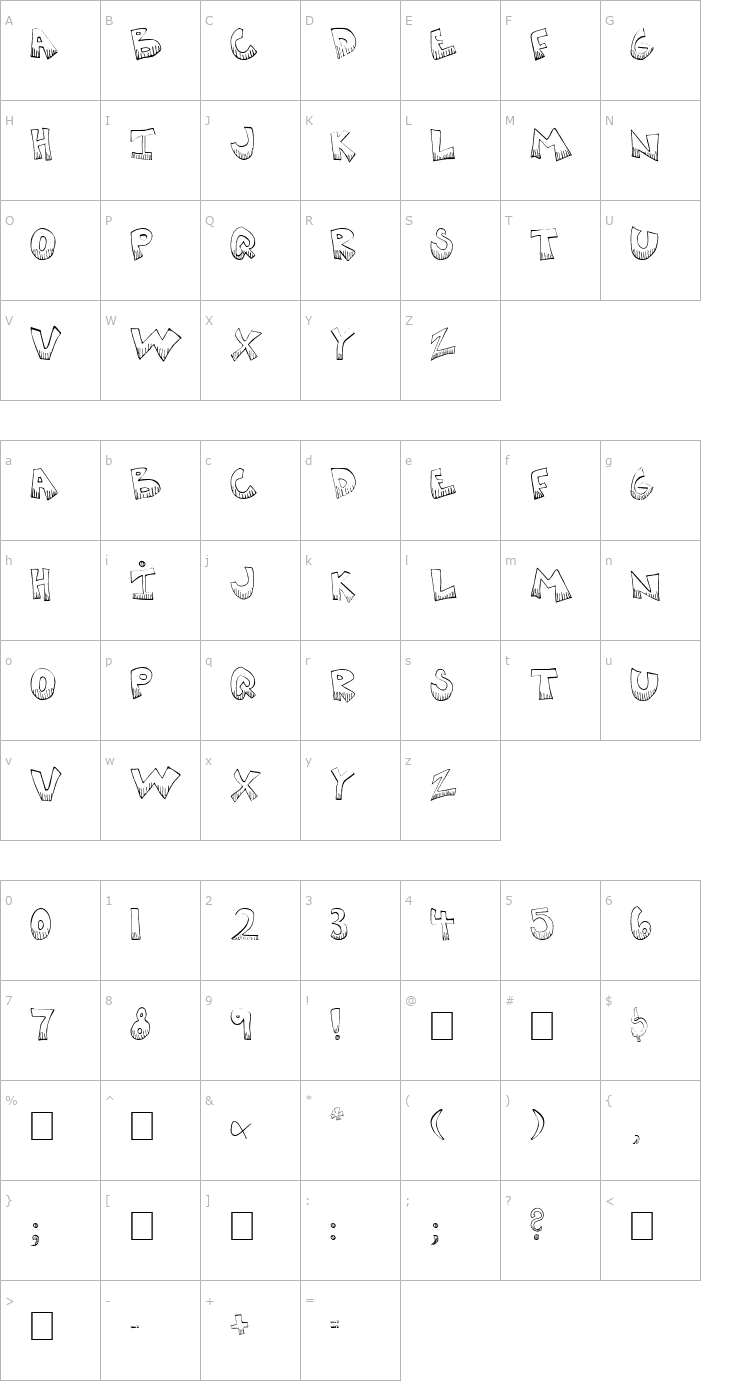 Character Map KrazyKool TR Font