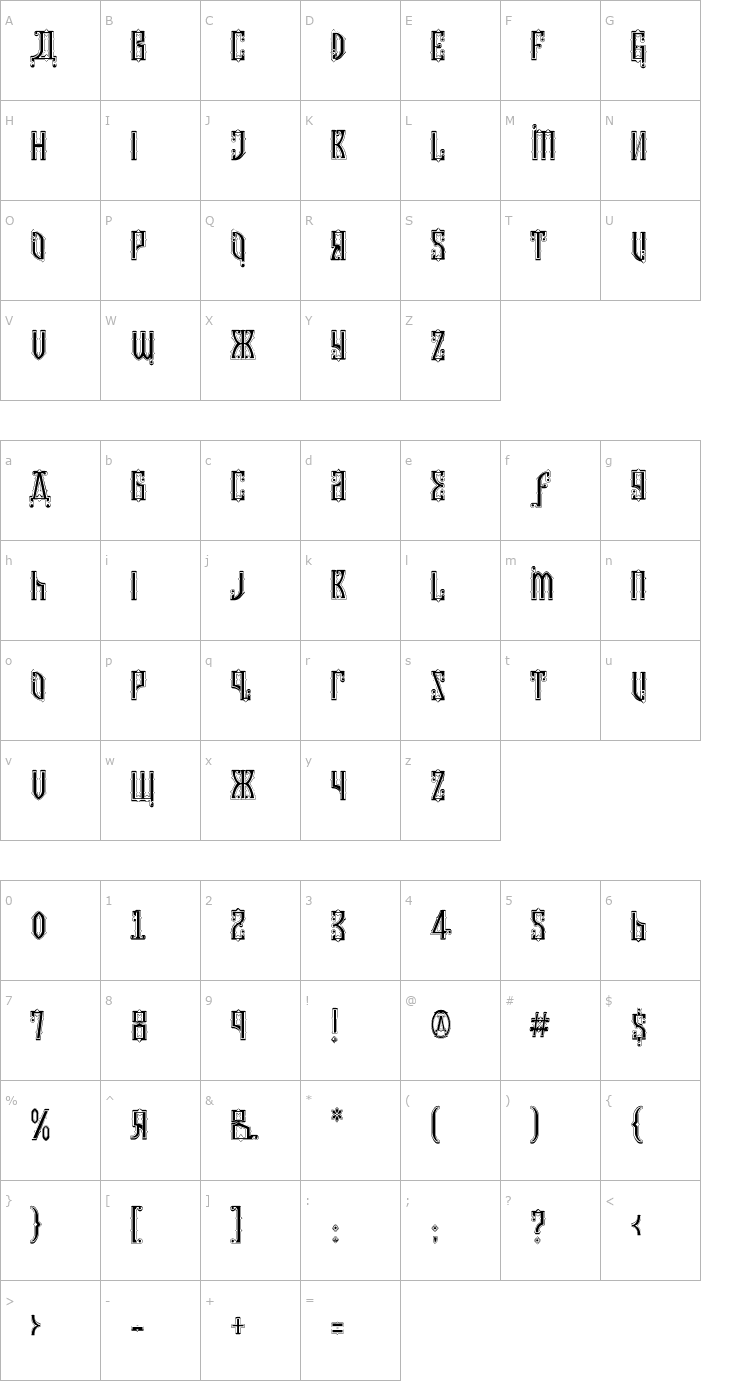 Character Map Kremlin Czar Font