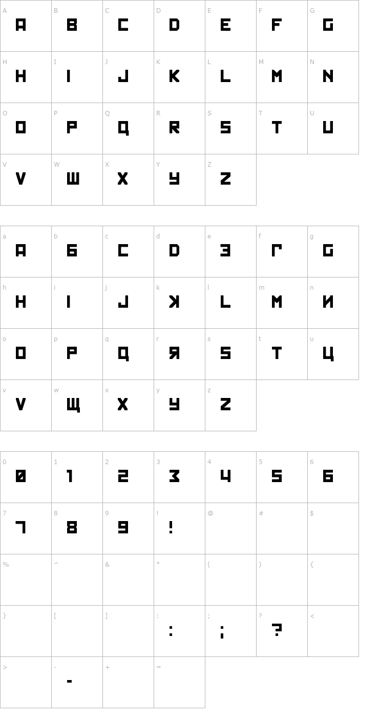 Character Map Kremlin Font