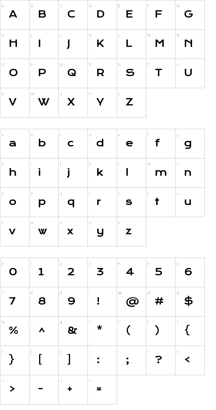 Character Map Krona One Font