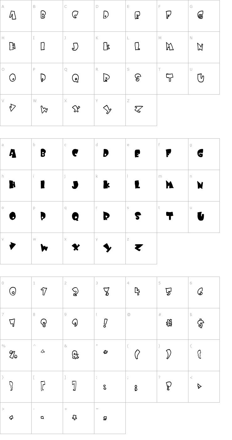 Character Map Kruffy Font